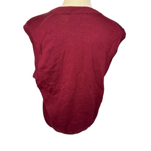 Turnbury Extra Fine Merino Wool Sweater Vest M Burgundy V-Neck Pullover Sleevele - Picture 4 of 7
